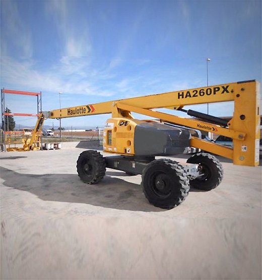 Piattaforma semovente telescopica diesel da 16 metri: sbraccio orizzontale e rapidità