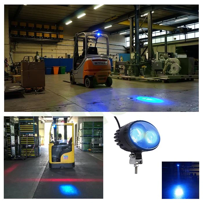 Dispositivi di sicurezza per carrelli elevatori: telecamere, fari blu spot e sensori di presenza